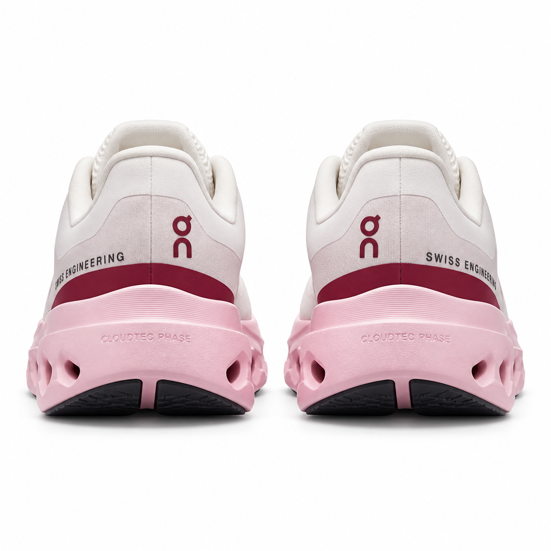 On Cloudsurfer Next Peony Ivory mujer, vista trasera
